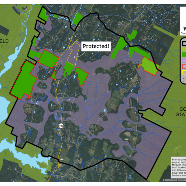 A locator map showing the protected property in the Shutesville Hill Wildlife Corridor.